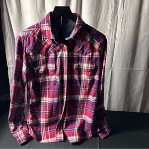 JACHS Girlfriend Men's Red and White Plaid Shirt